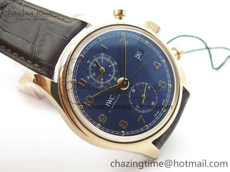 MIROTIME 0417 Portugieser Chrono  42 IW390406 RG ZF 1:1 Best Edition Blue Dial on Brown Leather Strap A Durable 7129